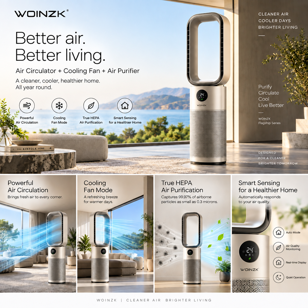 WOINZK PURE P15 Air Purifier Fan – Advanced Air Circulation for Cleaner, Cooler Comfort