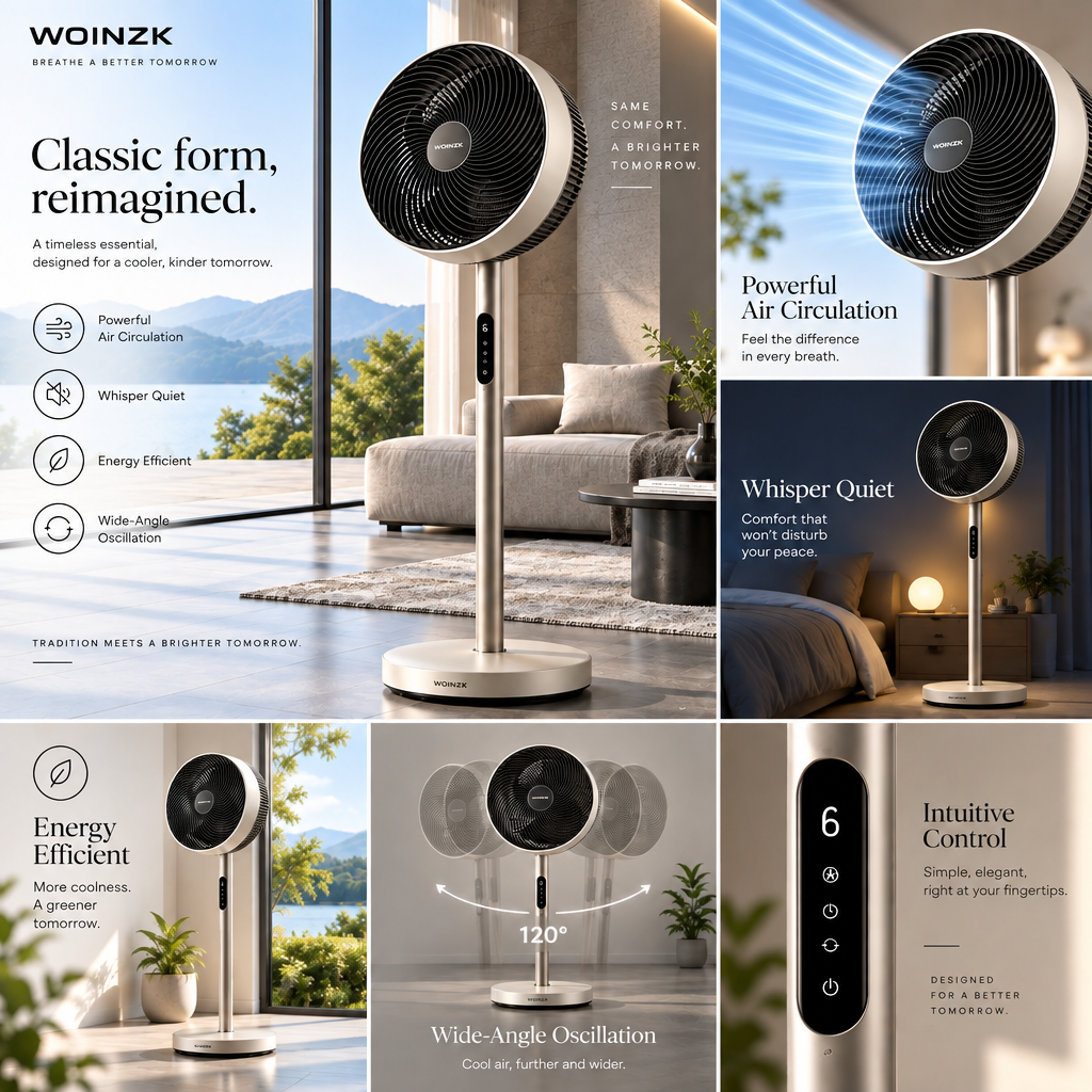 WOINZK BREEZE P5 Pedestal Air Circulator – Natural Airflow for Modern Living