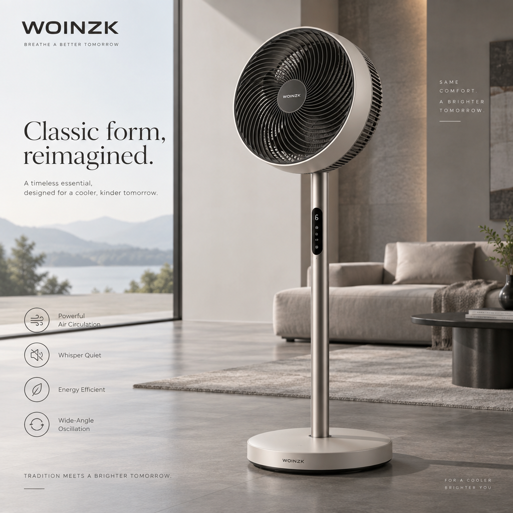WOINZK BREEZE P5 Pedestal Air Circulator – Natural Airflow for Modern Living