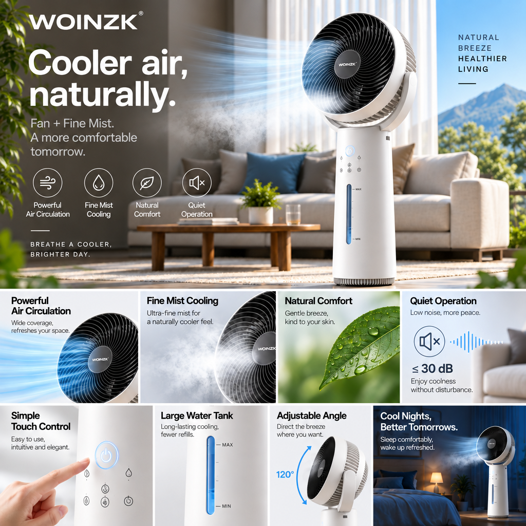 WOINZK MIST M9 Premium Mist Air Circulator – Cooler Air, Naturally