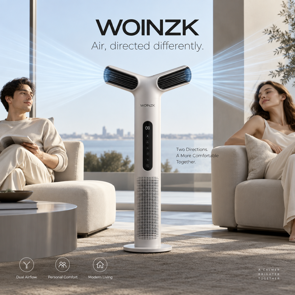 WOINZK AIRFRAME T8 Premium Dual Airflow Tower Fan – Intelligent Comfort, Refined