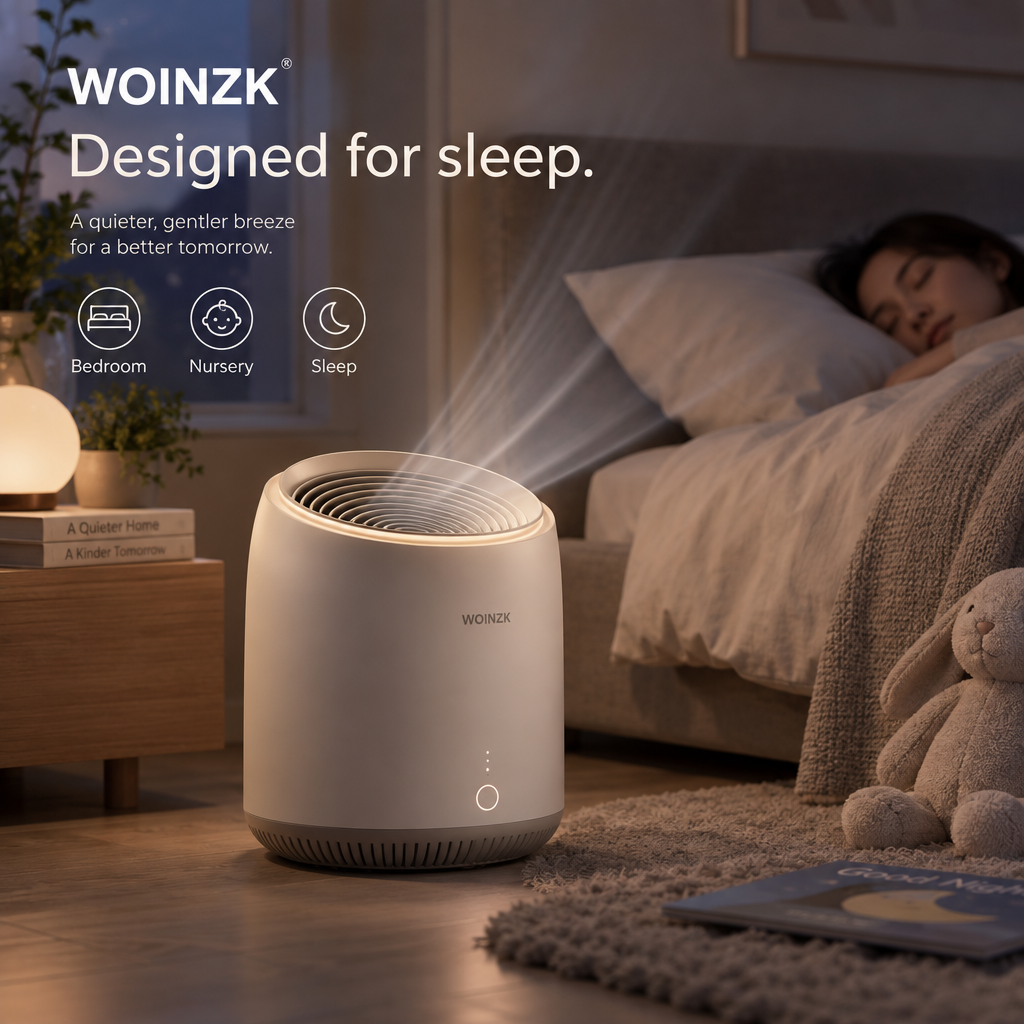 WOINZK MONO S10 Premium Bedside Fan – Quiet Comfort, Designed for Sleep
