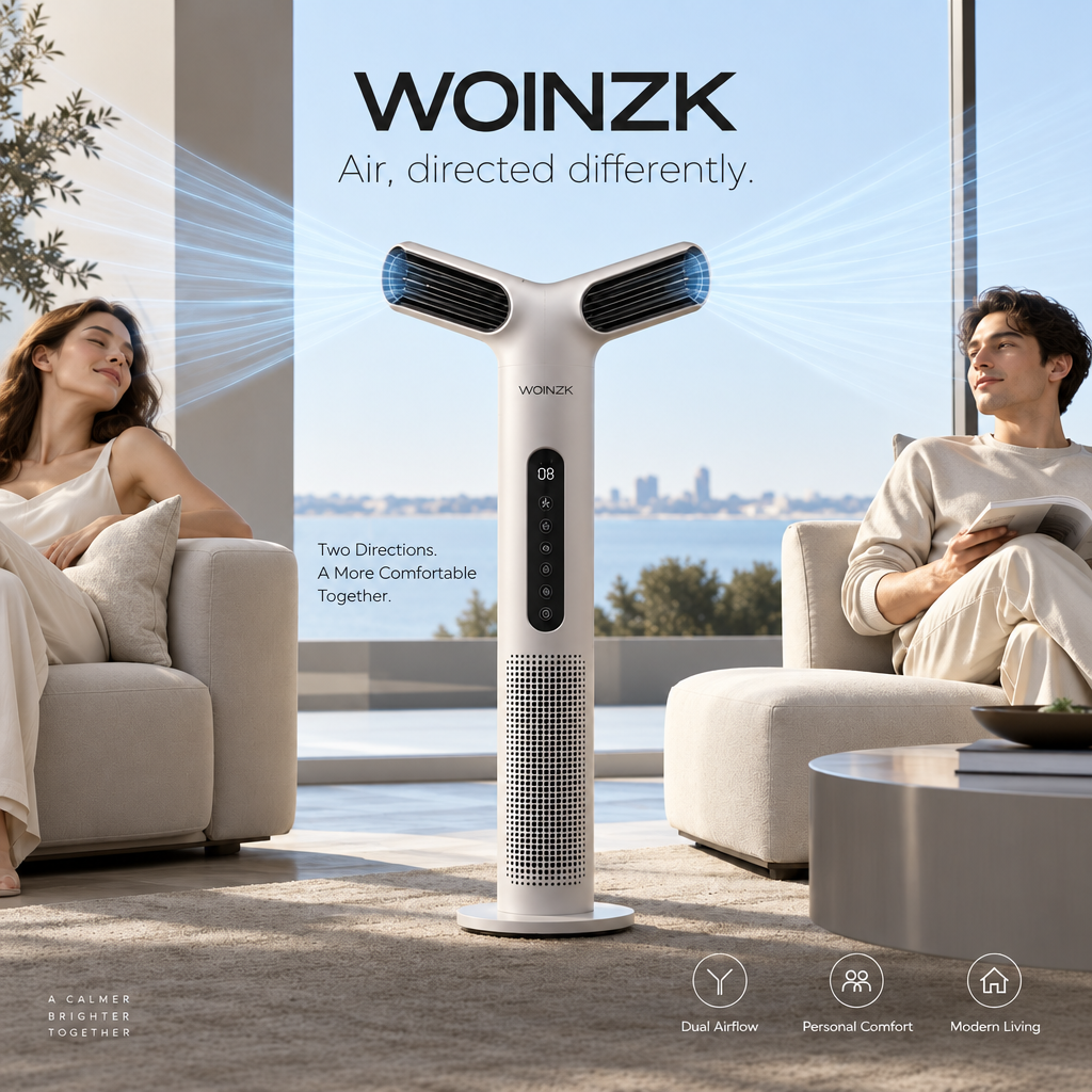 WOINZK AIRFRAME T8 Premium Dual Airflow Tower Fan – Intelligent Comfort, Refined
