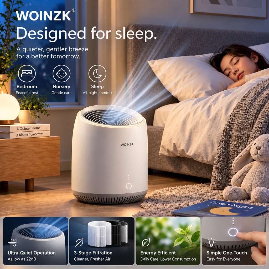 WOINZK MONO S10 Premium Bedside Fan – Quiet Comfort, Designed for Sleep