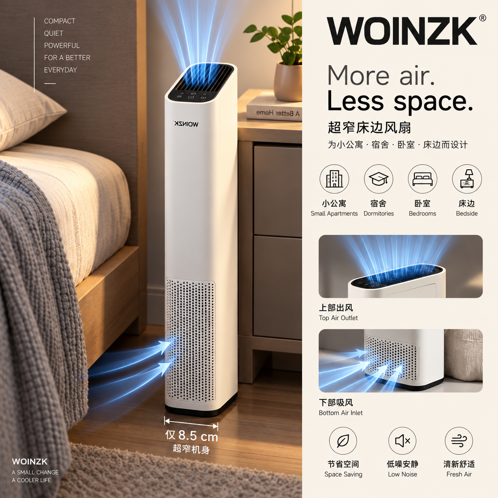 WOINZK COLUMN C12 Premium Slim Fan – Minimal Cooling for Small Modern Spaces