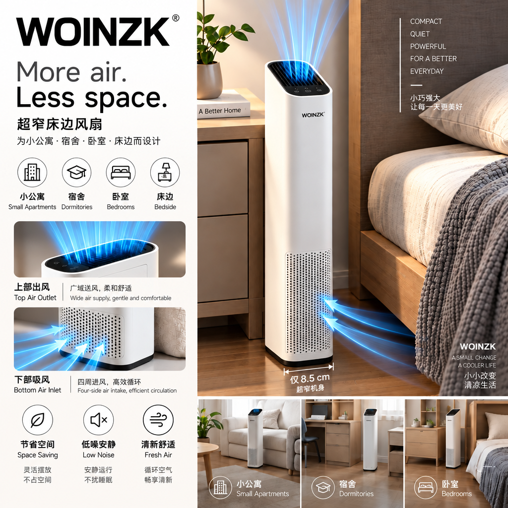 WOINZK COLUMN C12 Premium Slim Fan – Minimal Cooling for Small Modern Spaces